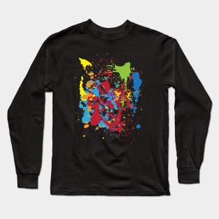 Splash Painting Print Pretty Abstract Splatter Colors Long Sleeve T-Shirt